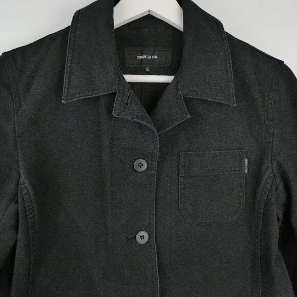 Comme Ca Ism Jacket Black Chore Canvas Womens Large Cotton Pockets Japanese - Picture 3 of 13